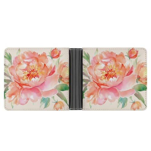 AQRJLPM Peach Peony Wallet with Money Clip Leather Bifold Wallet Slim Credit Card Holder Gift for Men AQRJLPM Peach Peony Wallet with Money Clip Leather Bifold Wallet Slim Credit Card Holder Gift for Men von AQRJLPM