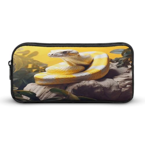 AQRJLPM Python-Federmäppchen mit großem Fassungsvermögen, einfache Markertasche, tragbar, ästhetischer Reißverschluss, Gelb und Weiß von AQRJLPM