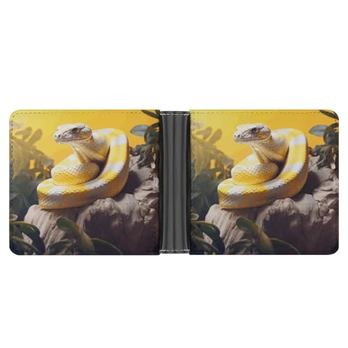 AQRJLPM Python-Geldbörse mit Geldklammer, Leder, Bifold-Geldbörse, schlankes Kreditkartenetui, Geschenk für Herren, Gelb und Weiß von AQRJLPM