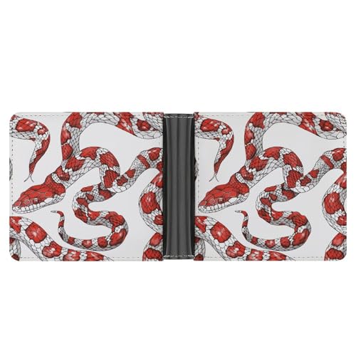 AQRJLPM Rot-weiße Schlangen-Geldbörse mit Geldklammer aus Leder, Bifold Wallet Slim Kreditkartenetui Geschenk für Männer von AQRJLPM