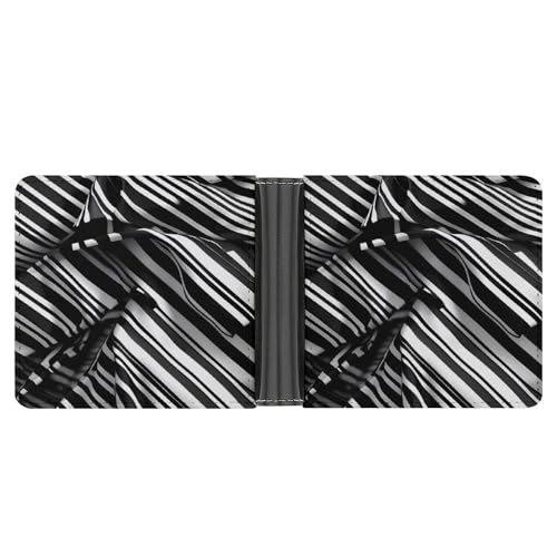 AQRJLPM Schwarz-weiß karierte Streifen Geldbörse mit Geldklammer Leder Bifold Wallet Slim Kreditkartenetui Geschenk für Männer von AQRJLPM