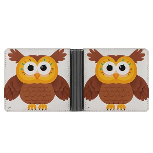 AQRJLPM Süße große braune Cartoon-Eulen Geldbörse mit Geldklammer Leder Bifold Wallet Slim Kreditkartenetui Geschenk für Männer von AQRJLPM