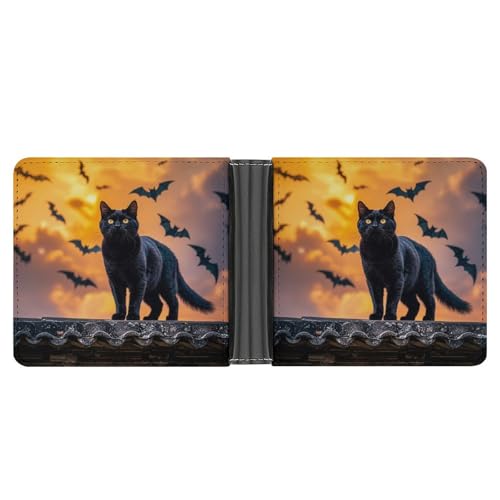 AQRJLPM The Black Cat Is Pacing On The Roof Wallet with Money Clip Leather Bifold Wallet Slim Credit Card Holder Gift for Men AQRJLPM The Black Cat Is Pacing On The Roof Wallet with Money Clip Leather Bifold Wallet Slim Credit Card Holder Gift for Men von AQRJLPM