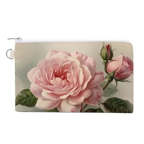 AQRJLPM Vintage Schöne Rose Geldbörse Canvas Slim Lightweight Wallets Durable Zipper Card Holder for Men Women von AQRJLPM