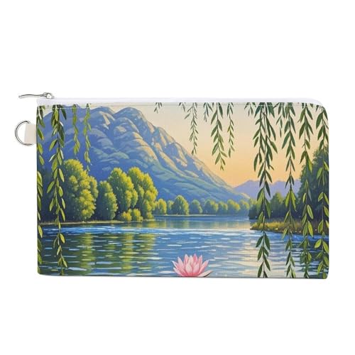 AQRJLPM Willow Willow Lotus Geldbörse, Leinen, schlank, leicht, langlebig, Kartenhalter mit Reißverschluss, für Damen und Herren AQRJLPM Willow Willow Lotus Geldbörse, Leinen, schlank, leicht, langlebig, Kartenhalter mit Reißverschluss, für Damen und Herren von AQRJLPM