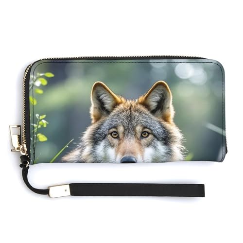 AQRJLPM Wolf On The Grass Geldbörse aus Leder, mit Reißverschluss, großes Fassungsvermögen, mit Handgelenkriemen, weiß, 20 x 10,5 cm, Geldbörse, weiß, 20.0*10.5cm, Brieftasche AQRJLPM Wolf On The Grass Geldbörse aus Leder, mit Reißverschluss, großes Fassungsvermögen, mit Handgelenkriemen, weiß, 20 x 10,5 cm, Geldbörse, weiß, 20.0*10.5cm, Brieftasche von AQRJLPM