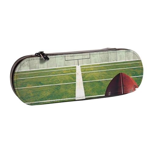 AQRJLPO American Football Field Ball Sport Print Leder Federmäppchen Organisieren, Mehrzweck-Reise-Kosmetiktasche, Reißverschluss, Schreibtisch-Aufbewahrungsbox, kompaktes Geschenk für Schule, Büro von AQRJLPO