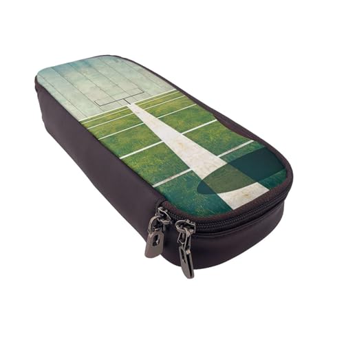 AQRJLPO American Football Field Ball Sport Prints Leder-Federmäppchen & Kosmetik-Organizer-Tasche mit Reißverschluss – wasserdichte Schulbedarf, Reise-Make-up-Tasche, Schreibwaren-Geschenk für von AQRJLPO