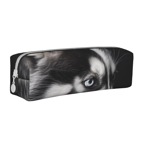 AQRJLPO Bedrucktes Federmäppchen aus Leder, Motiv: Husky, niedliches Federmäppchen, Stifteetui, Schule, Schreibwaren, Organizer, Make-up-Tasche für Jungen, Mädchen, Studenten, weiß, Einheitsgröße von AQRJLPO