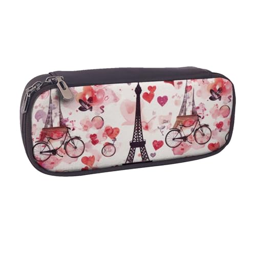 AQRJLPO Cityscape Paris Tower Frankreich Drucke, Flip-Leder-Federmäppchen, niedliches Stifteetui, Federmäppchen, Reise-Make-up-Tasche, Schreibwaren, Geschenk für Studenten, Mädchen, Jungen, Frauen von AQRJLPO