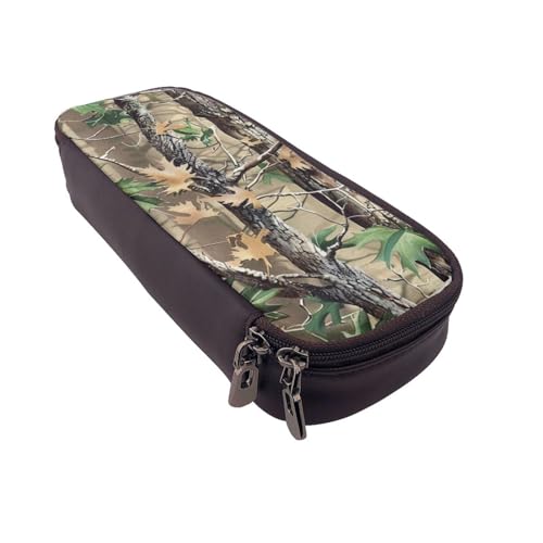 AQRJLPO Federmäppchen aus Harthölzer mit grünem Camouflage-Aufdruck, Kosmetik-Organizer-Tasche mit Reißverschluss, wasserdicht, Schulbedarf, Reise-Make-up-Tasche, Schreibwaren-Geschenk für Studenten von AQRJLPO
