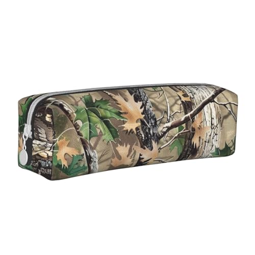 AQRJLPO Federmäppchen aus Hartholz mit grünem Camouflage-Muster, Leder, einfaches Federmäppchen, niedliches Federmäppchen, für Schule, Schreibwaren, Organizer, Make-up-Tasche für Jungen, Mädchen von AQRJLPO