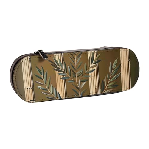 AQRJLPO Federmäppchen aus Leder, Antikes Gebäude mit Ast und griechischem Druck, multifunktional, Reise-Kosmetiktasche, Reißverschluss, Schreibtisch-Aufbewahrungsbox, kompaktes Geschenk für Schule von AQRJLPO