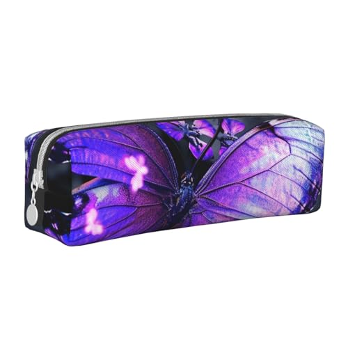 AQRJLPO Federmäppchen aus Leder, mit Schmetterlings-Aufdruck, niedliches Federmäppchen, Stifteetui, Schule, Schreibwaren, Organizer, Make-up-Tasche für Jungen, Mädchen, Studenten, weiß, Einheitsgröße von AQRJLPO