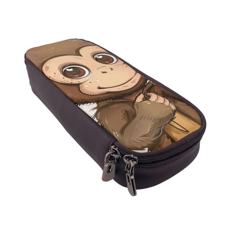 AQRJLPO Federmäppchen aus Leder mit Affen-Kunstdruck, Kosmetik-Organizer-Tasche mit Reißverschluss, wasserdicht, für Schule, Reisen, Make-up-Tasche, Schreibwaren-Geschenk für Studenten, Frauen AQRJLPO Federmäppchen aus Leder mit Affen-Kunstdruck, Kosmetik-Organizer-Tasche mit Reißverschluss, wasserdicht, für Schule, Reisen, Make-up-Tasche, Schreibwaren-Geschenk für Studenten, Frauen von AQRJLPO