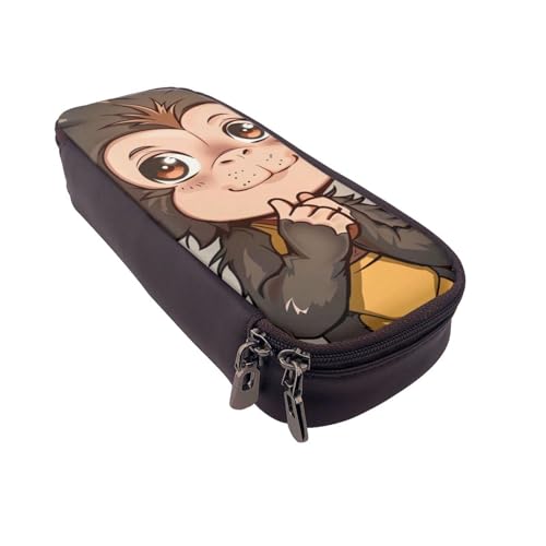 AQRJLPO Federmäppchen aus Leder mit Affen-Motiv, mit Reißverschluss, wasserdicht, für Schule, Reisen, Make-up-Tasche, Schreibwaren-Geschenk für Studenten, Frauen, Schwarz , Einheitsgröße, Schulranzen von AQRJLPO