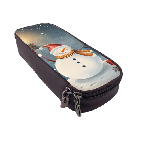 AQRJLPO Federmäppchen aus Leder mit Aufschrift "Merry Christmas" und Kosmetik-Organizer-Tasche mit Reißverschluss, wasserdicht, für Schulbedarf, Reise-Make-up-Tasche, Schreibwaren-Geschenk für von AQRJLPO