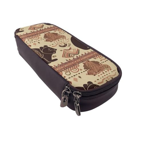 AQRJLPO Federmäppchen aus Leder mit Bären-Aufdruck, Kosmetik-Organizer-Tasche mit Reißverschluss, wasserdicht, Schulbedarf, Reise-Make-up-Tasche, Schreibwaren-Geschenk für Studenten, Frauen, Schwarz von AQRJLPO