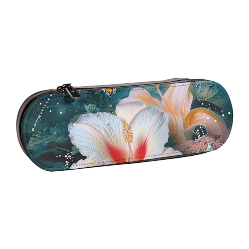 AQRJLPO Federmäppchen aus Leder mit Blumen- und Schmetterlings-Aufdruck, vielseitig verwendbar, Reise-Kosmetiktasche, Reißverschluss, Schreibtisch-Aufbewahrungsbox, kompaktes Geschenk für Schule, Büro von AQRJLPO