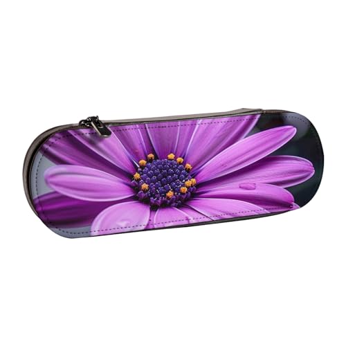 AQRJLPO Federmäppchen aus Leder mit Blumendruck, vielseitig verwendbar, Reise-Kosmetiktasche, Reißverschluss, Schreibtisch-Aufbewahrungsbox, kompaktes Geschenk für Schule, Büro, Reisen, Schwarz von AQRJLPO