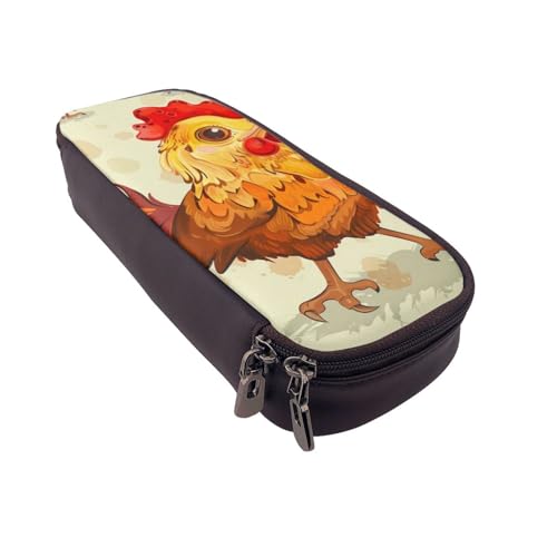 AQRJLPO Federmäppchen aus Leder mit Hühnerküken-Aufdruck, Kosmetik-Organizer-Tasche mit Reißverschluss, wasserdicht, Schulbedarf, Reise-Make-up-Tasche, Schreibwaren-Geschenk für Studenten, Frauen von AQRJLPO