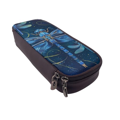 AQRJLPO Federmäppchen aus Leder mit Libellen-Aufdruck, Kosmetik-Organizer-Tasche mit Reißverschluss, wasserdicht, Schulbedarf, Reise-Make-up-Tasche, Schreibwaren-Geschenk für Studenten, Frauen von AQRJLPO