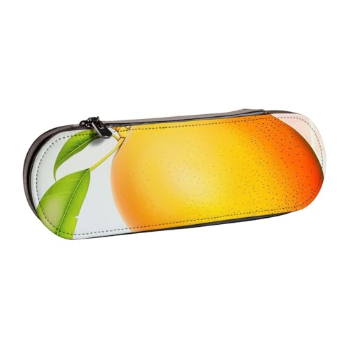 AQRJLPO Federmäppchen aus Leder mit Mangodruck, vielseitig verwendbar, Reise-Kosmetiktasche, Reißverschluss, Schreibtisch-Aufbewahrungsbox, kompaktes Geschenk für Schule, Büro, Reisen, Schwarz von AQRJLPO