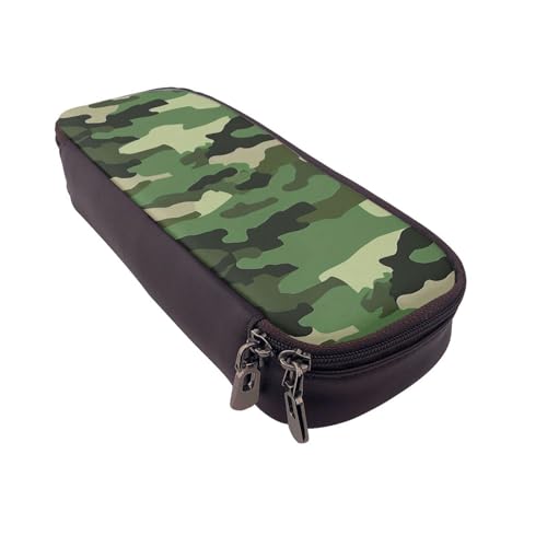 AQRJLPO Federmäppchen aus Leder mit Militär-Camouflage-Aufdruck, Kosmetik-Organizer-Tasche mit Reißverschluss, wasserdicht, Schulbedarf, Reise-Make-up-Tasche, Schreibwaren-Geschenk für Studenten von AQRJLPO