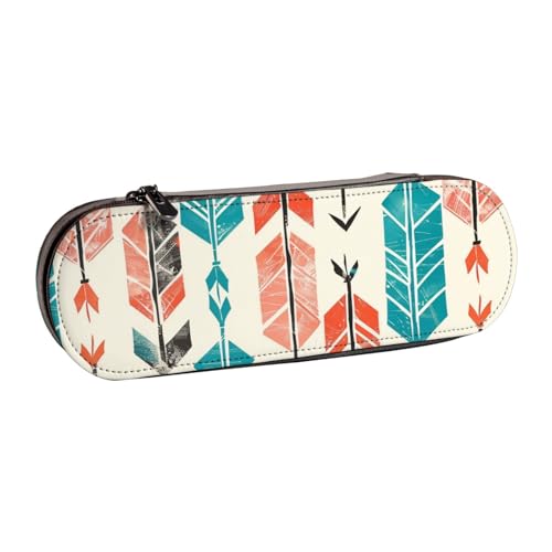 AQRJLPO Federmäppchen aus Leder mit Pfeil-Aufdruck, vielseitig verwendbar, Reise-Kosmetiktasche, Reißverschluss, Schreibtisch-Aufbewahrungsbox, kompaktes Geschenk für Schule, Büro, Reisen, Schwarz von AQRJLPO