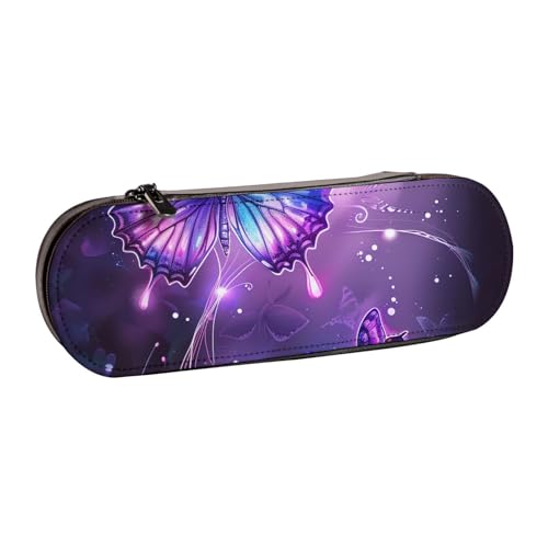 AQRJLPO Federmäppchen aus Leder mit Schmetterlings-Aufdruck, vielseitig verwendbar, Reise-Kosmetiktasche, Reißverschluss, Schreibtisch-Aufbewahrungsbox, kompaktes Geschenk für Schule, Büro, Reisen von AQRJLPO