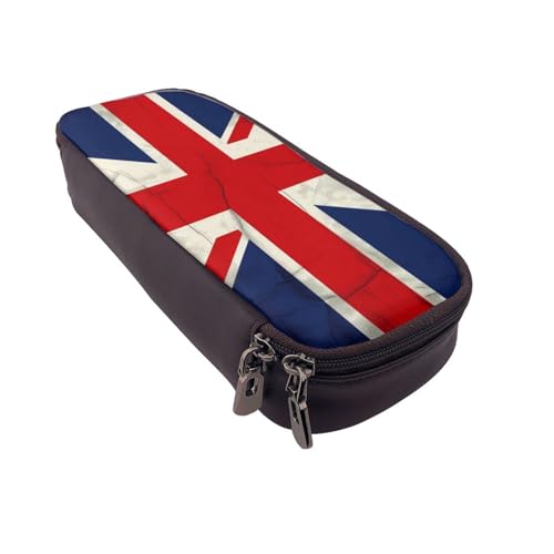 AQRJLPO Federmäppchen aus Leder mit britischer Flagge, Kosmetik-Organizer-Tasche mit Reißverschluss, wasserdicht, für Schulbedarf, Reise-Make-up-Tasche, Schreibwaren-Geschenk für Studenten, Frauen von AQRJLPO