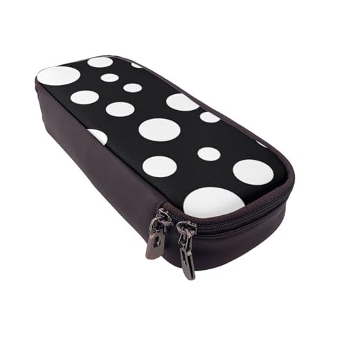 AQRJLPO Federmäppchen aus Leder mit großem Punktemuster und Kosmetik-Organizer-Tasche mit Reißverschluss, wasserdicht, Schulbedarf, Reise-Make-up-Tasche, Schreibwaren-Geschenk für Studenten, Frauen von AQRJLPO