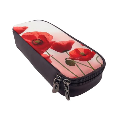 AQRJLPO Federmäppchen aus Leder mit lebendigen Blütenblättern, Kosmetik-Organizer-Tasche mit Reißverschluss, wasserdicht, für Schule, Reisen, Make-up-Tasche, Schreibwaren-Geschenk für Studenten von AQRJLPO