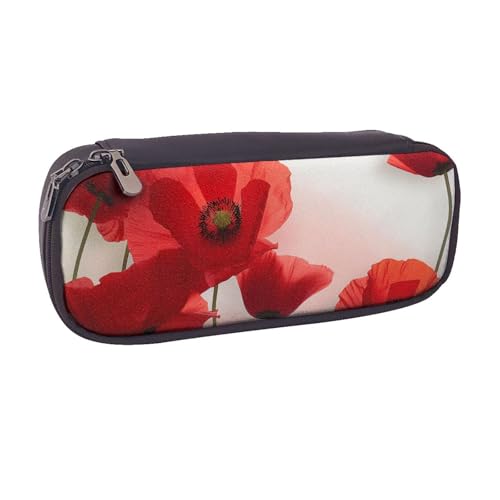 AQRJLPO Federmäppchen aus Leder mit lebendigen Blütenblättern, niedliches Federmäppchen, Reise-Make-up-Tasche, Schreibwaren-Geschenk für Studenten, Mädchen, Jungen, Frauen, Schwarz , Einheitsgröße von AQRJLPO