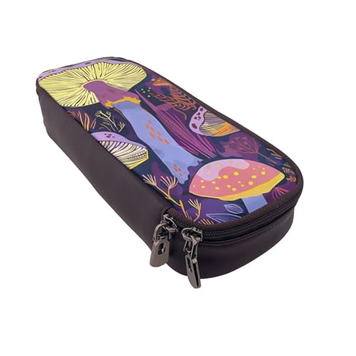AQRJLPO Federmäppchen aus Leder mit leuchtenden Pilzen, Kunstdrucke, Kosmetik-Organizer-Tasche mit Reißverschluss, wasserdicht, Schulbedarf, Reise-Make-up-Tasche, Schreibwaren-Geschenk für Studenten AQRJLPO Federmäppchen aus Leder mit leuchtenden Pilzen, Kunstdrucke, Kosmetik-Organizer-Tasche mit Reißverschluss, wasserdicht, Schulbedarf, Reise-Make-up-Tasche, Schreibwaren-Geschenk für Studenten von AQRJLPO