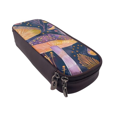 AQRJLPO Federmäppchen aus Leder mit leuchtenden Pilzmotiven, Kosmetik-Organizer-Tasche mit Reißverschluss, wasserdicht, für Schulbedarf, Reise-Make-up-Tasche, Schreibwaren-Geschenk für Studenten von AQRJLPO