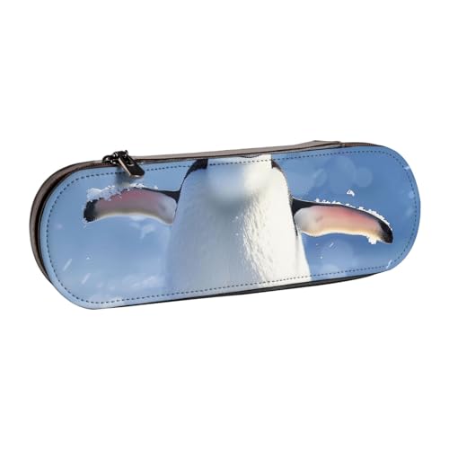 AQRJLPO Federmäppchen aus Leder mit niedlichem Pinguin-Druck, vielseitig verwendbar, Reise-Kosmetiktasche, Reißverschluss, Schreibtisch-Aufbewahrungsbox, kompaktes Geschenk für Schule, Büro, Reisen von AQRJLPO