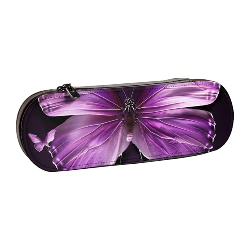 AQRJLPO Federmäppchen aus Leder mit niedlichem Schmetterlings-Aufdruck, vielseitig verwendbar, Reise-Kosmetiktasche, Reißverschluss, Schreibtisch-Aufbewahrungsbox, kompaktes Geschenk für Schule, Büro von AQRJLPO