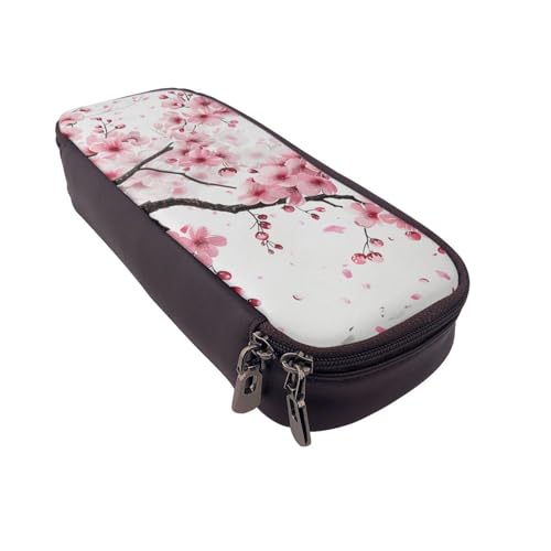 AQRJLPO Federmäppchen aus Leder mit verführerischem Kirschblüten-Kunstdruck, Kosmetik-Organizer-Tasche mit Reißverschluss, wasserdicht, für Schulbedarf, Reise-Make-up-Tasche, Schreibwaren-Geschenk für AQRJLPO Federmäppchen aus Leder mit verführerischem Kirschblüten-Kunstdruck, Kosmetik-Organizer-Tasche mit Reißverschluss, wasserdicht, für Schulbedarf, Reise-Make-up-Tasche, Schreibwaren-Geschenk für von AQRJLPO