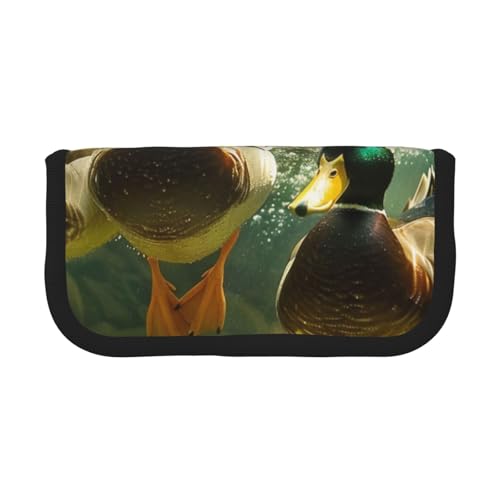 AQRJLPO Federmäppchen aus Segeltuch für Jungen, Mädchen, Frauen, Kosmetik- und Schreibwaren-Organizer, Reißverschluss, Schreibtisch-Aufbewahrungstasche für Schule, Büro und Reisen, Geschenk, Ente, die von AQRJLPO