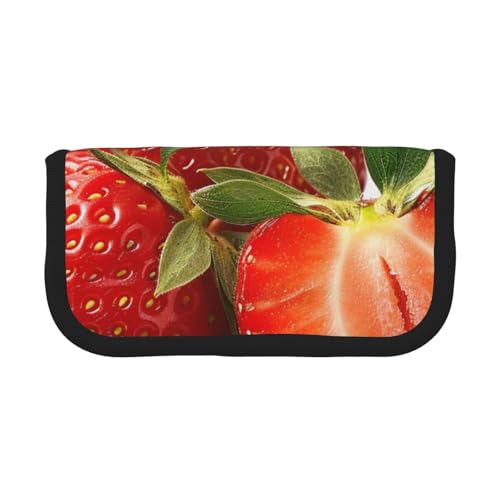 AQRJLPO Federmäppchen aus Segeltuch mit Erdbeermotiv, für Jungen, Mädchen, Damen, Kosmetik- und Schreibwaren-Organizer, Reißverschluss-Schreibtisch-Aufbewahrungstasche für Schule, Büro und Reisen von AQRJLPO