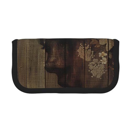 AQRJLPO Federmäppchen aus Segeltuch mit Hasen-Rosetten-Druck, für Jungen, Mädchen, Frauen, Kosmetik- und Schreibwaren-Organizer, Reißverschluss, Schreibtisch-Aufbewahrungstasche für Schule, Büro und von AQRJLPO