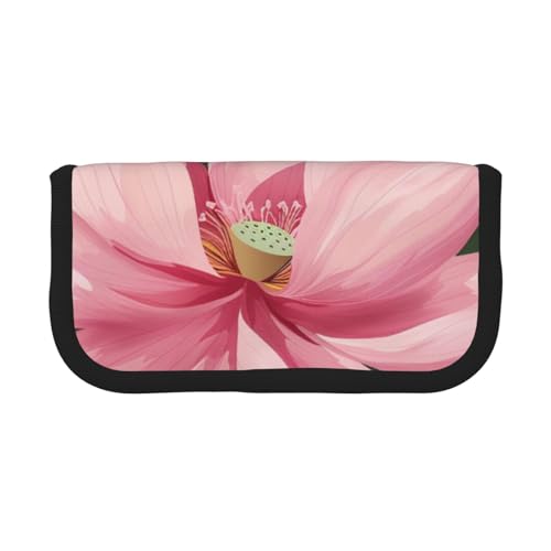 AQRJLPO Federmäppchen aus Segeltuch mit Lotusblumen-Druck, für Jungen, Mädchen, Damen, Kosmetik- und Schreibwaren-Organizer, Reißverschluss, Schreibtisch-Aufbewahrungstasche für Schule, Büro und von AQRJLPO