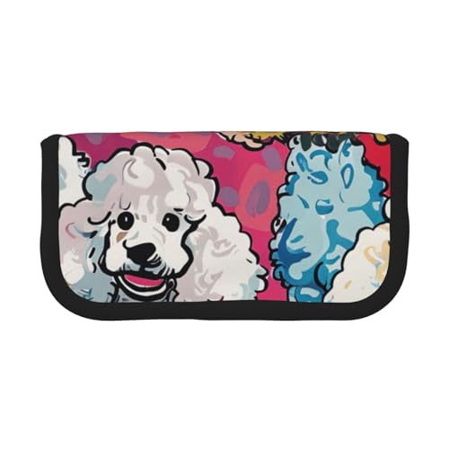 AQRJLPO Federmäppchen aus Segeltuch mit Pudel-Motiv, für Jungen, Mädchen, Frauen, Kosmetik- und Schreibwaren-Organizer, Reißverschluss, Schreibtisch-Aufbewahrungstasche für Schule, Büro und Reisen von AQRJLPO