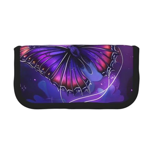 AQRJLPO Federmäppchen aus Segeltuch mit Schmetterlings-Aufdruck, für Jungen, Mädchen, Damen, Kosmetik- und Schreibwaren-Organizer, Reißverschluss, Schreibtisch-Aufbewahrungstasche für Schule, Büro und von AQRJLPO