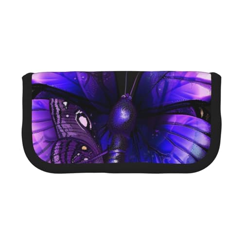 AQRJLPO Federmäppchen aus Segeltuch mit Schmetterlings-Aufdruck, für Jungen, Mädchen, Damen, Kosmetik- und Schreibwaren-Organizer, Reißverschluss, Schreibtisch-Aufbewahrungstasche für Schule, Büro und von AQRJLPO