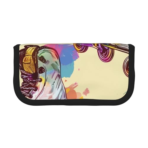 AQRJLPO Federmäppchen aus Segeltuch mit niedlichem Affen-Kunstdruck für Jungen, Mädchen, Frauen, Kosmetik- und Schreibwaren-Organizer, Reißverschluss-Schreibtisch-Aufbewahrungstasche für Schule, Büro von AQRJLPO