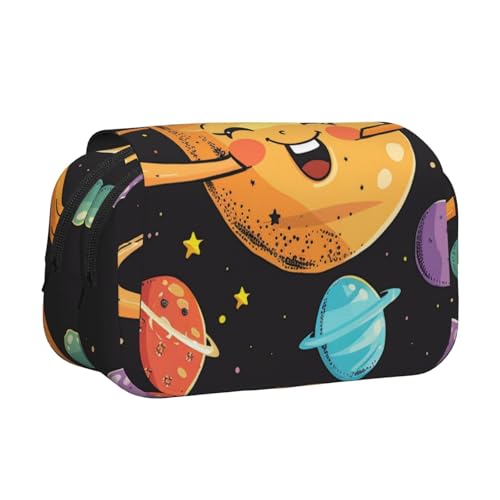 AQRJLPO Federmäppchen für Golfplatz, doppelschichtig, Flip-Bleistifttasche, Stift-Organizer, Make-up-Tasche für Schule, Reisen und Arbeit, Süßer Planet, Einheitsgröße, Schulranzen von AQRJLPO