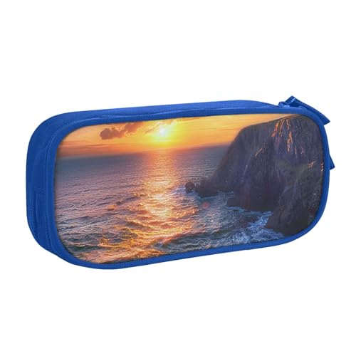 AQRJLPO Federmäppchen für Jungen und Mädchen, Motiv: Irland, Sonnenuntergang, Meereslandschaft, großes Fassungsvermögen, Büro, Schule, Studenten, Schreibwaren-Tasche, Stifthalter mit 2 Fächern von AQRJLPO