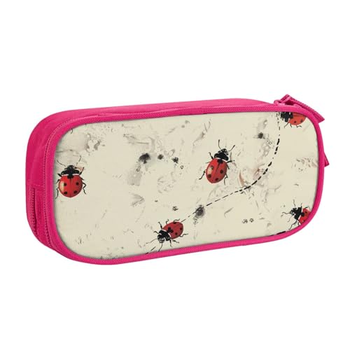 AQRJLPO Federmäppchen für Jungen und Mädchen, großes Fassungsvermögen, für Büro, Schule, Studenten, Schreibwaren-Tasche, Stifthalter mit 2 Fächern, Schwarz, rose, Einheitsgröße, Schulranzen von AQRJLPO